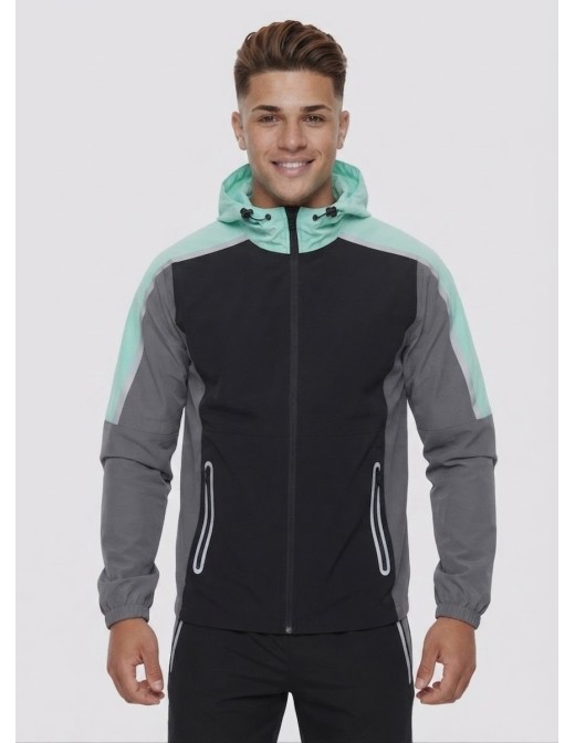 Ensemble Jogging Tricolore Noir Menthe Homme | Zerda 2