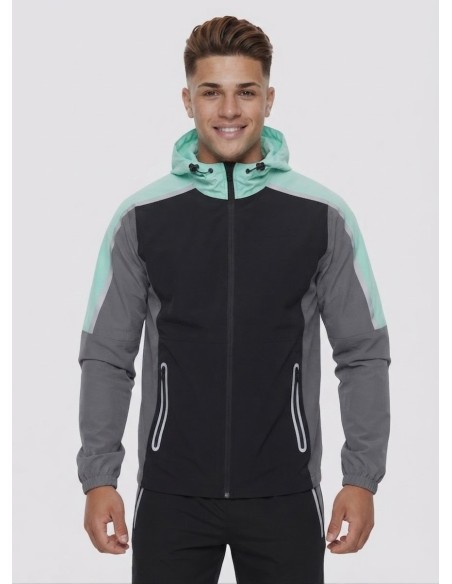 Ensemble Jogging Tricolore Noir Menthe Homme | Zerda