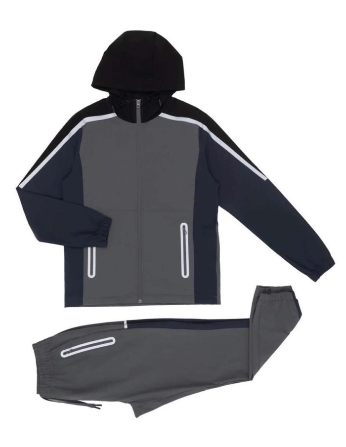 Ensemble Jogging Tricolore Gris Noir Homme | Zerda