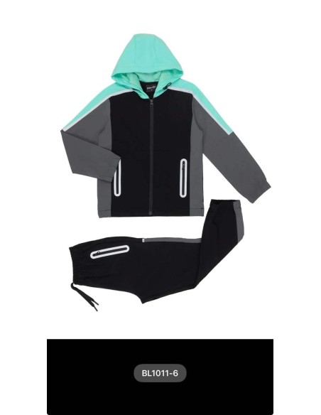 Ensemble Jogging Tech Vert Menthe Noir | Zerda