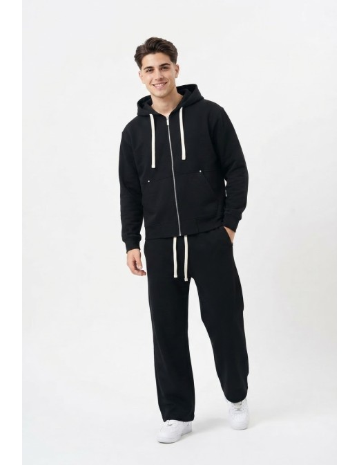 Ensemble Jogging Noir Cordons Blancs | Zerda