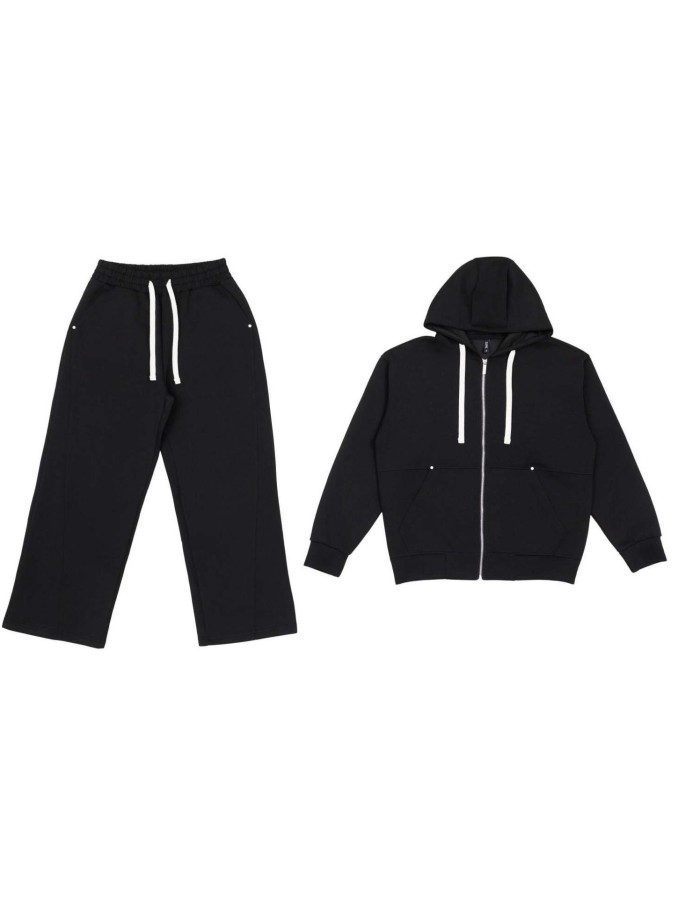 Ensemble Jogging Noir Cordons Blancs | Zerda