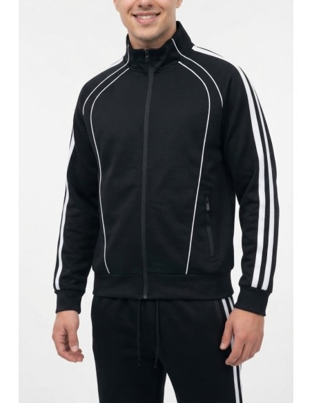Ensemble Jogging Noir Bandes Blanches | Zerda