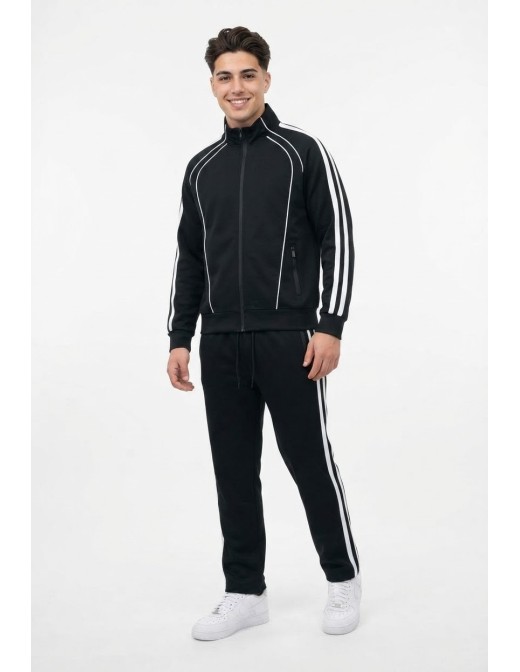 Ensemble Jogging Noir Bandes Blanches | Zerda