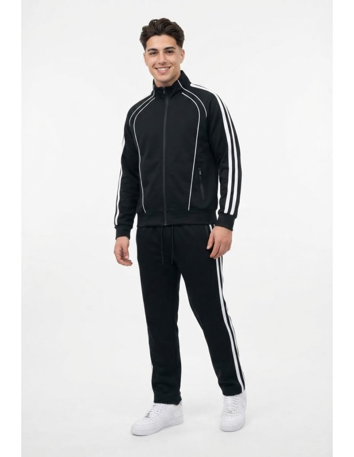Ensemble Jogging Noir Bandes Blanches | Zerda