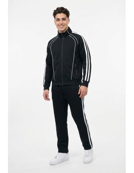Ensemble Jogging Noir Bandes Blanches | Zerda