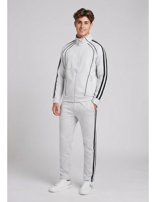 Ensemble Jogging Gris Bandes Noires | Zerda