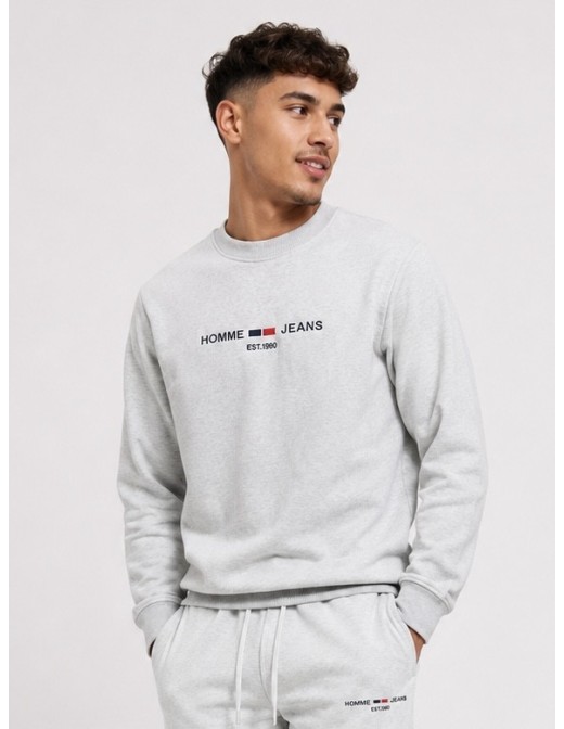 Pull Sweat-shirt Gris Homme Jeans | Zerda