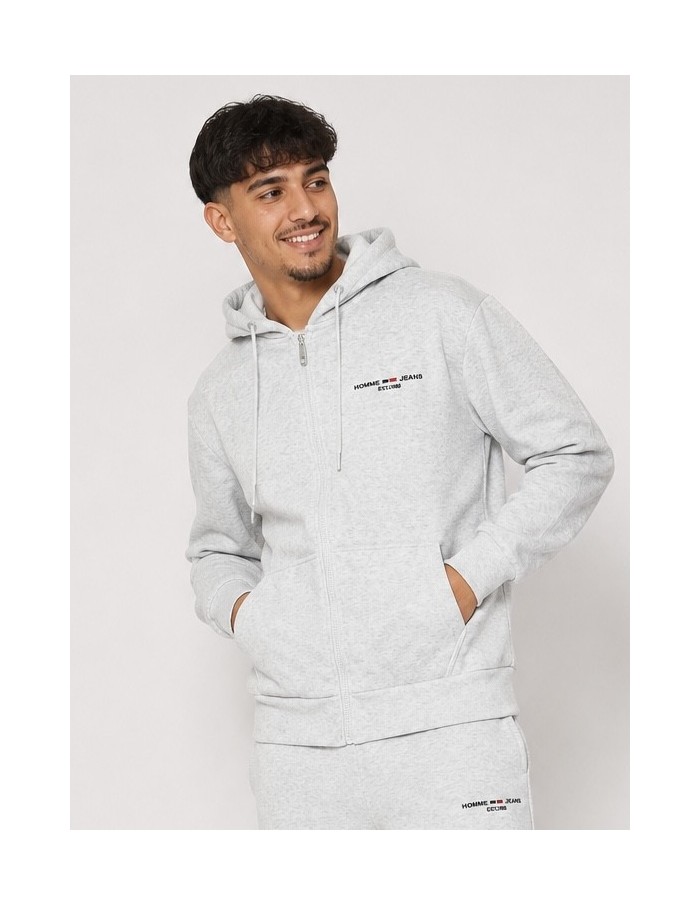 Sweat à Capuche Gris Homme Jeans | Zerda
