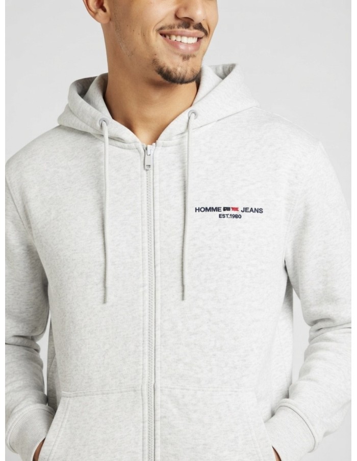 Sweat à Capuche Gris Homme Jeans | Zerda