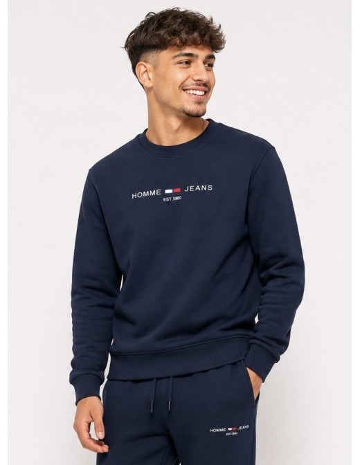 Pull Sweat-shirt Bleu Marine Homme Jeans | Zerda