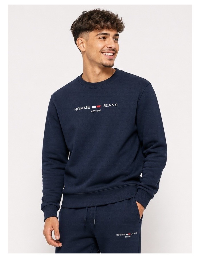 Pull Sweat-shirt Bleu Marine Homme Jeans | Zerda