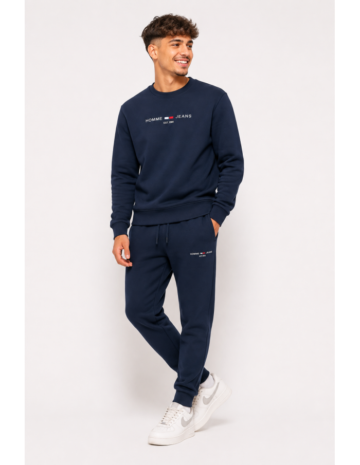 Pull Sweat-shirt Bleu Marine Homme Jeans | Zerda