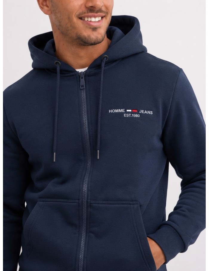 Sweat à Capuche Bleu Marine Homme Jeans | Zerda