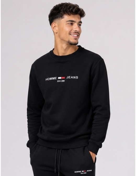 Pull Sweat-shirt Noir Homme Jeans | Zerda