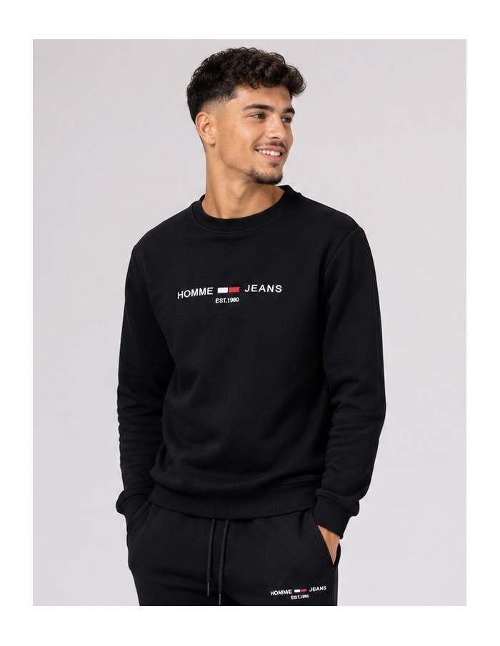 Pull Sweat-shirt Noir Homme Jeans | Zerda