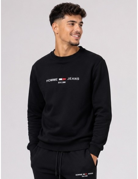 Pull Sweat-shirt Noir Homme Jeans | Zerda
