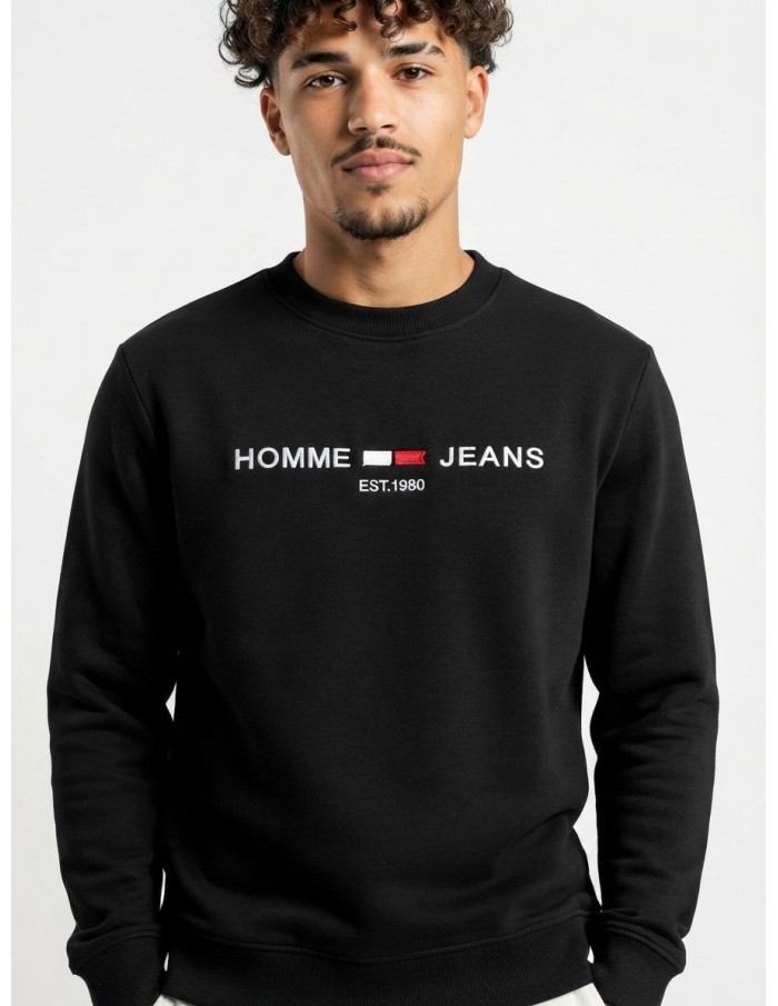 Pull Sweat-shirt Noir Homme Jeans | Zerda