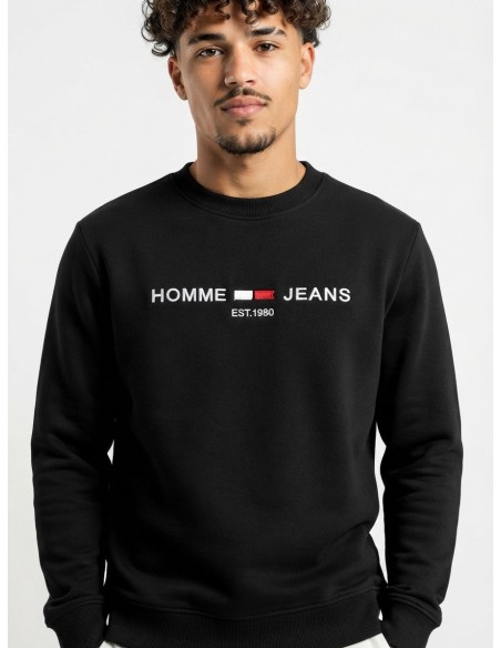 Pull Sweat-shirt Noir Homme Jeans | Zerda