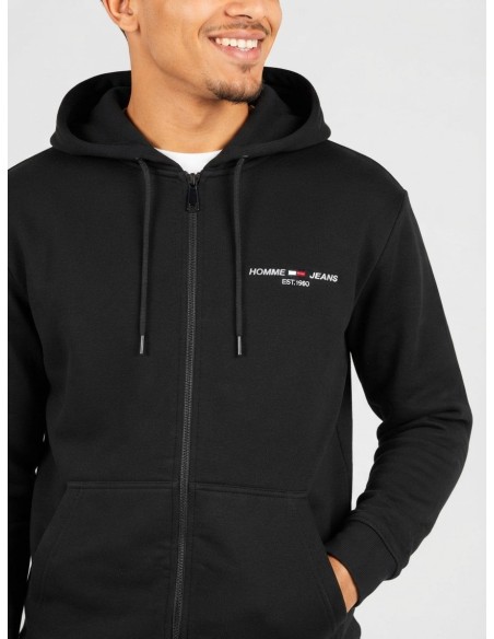 Sweat à Capuche Noir Homme Jeans | Zerda