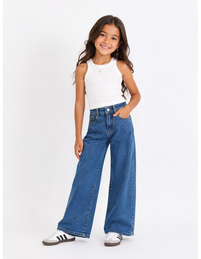 Jean Large Bleu Fille | Zerda