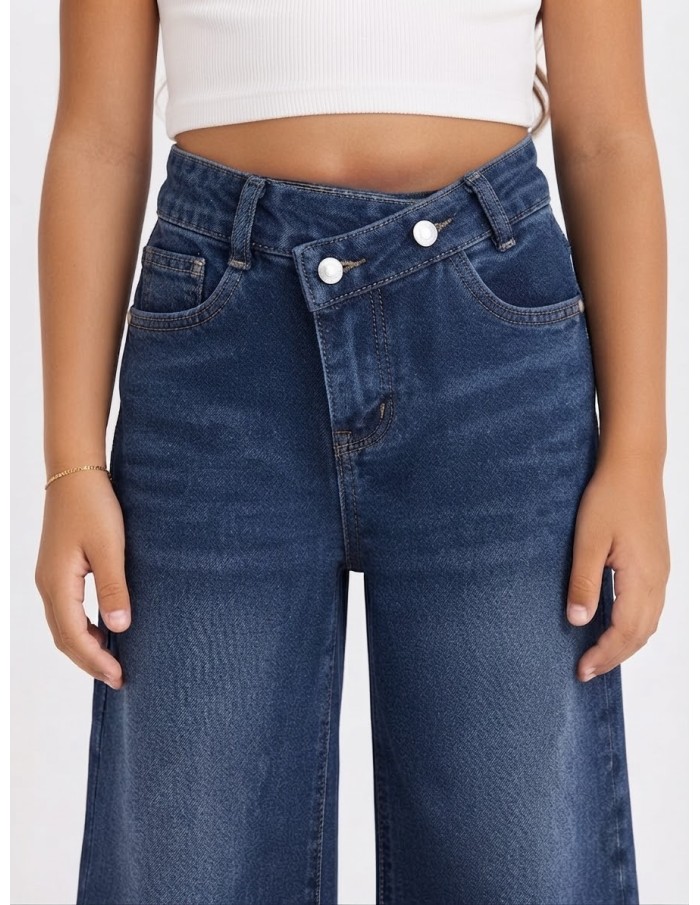 Jean Brut Croisé Asymétrique Fille | Zerda