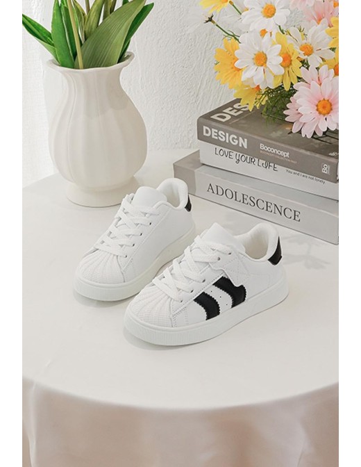 Sneakers Blanches Bandes Noires Enfant | Zerda 2