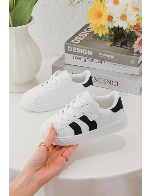 Sneakers Blanches Bandes Noires Enfant | Zerda 2