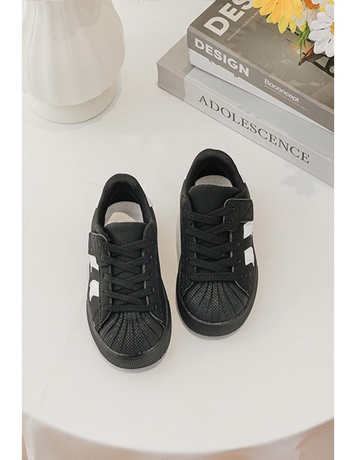 Sneakers Noires Bandes Blanches Enfant | Zerda