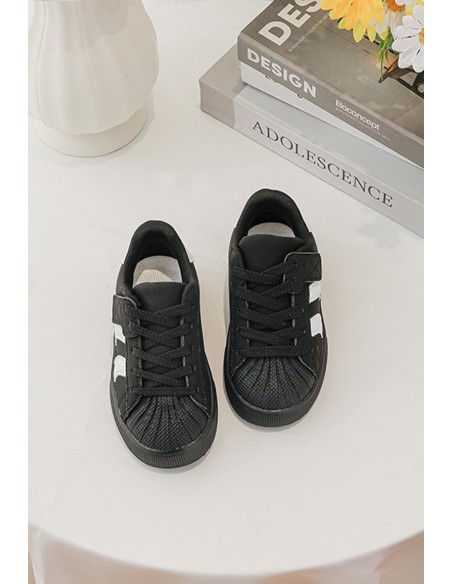 Sneakers Noires Bandes Blanches Enfant | Zerda
