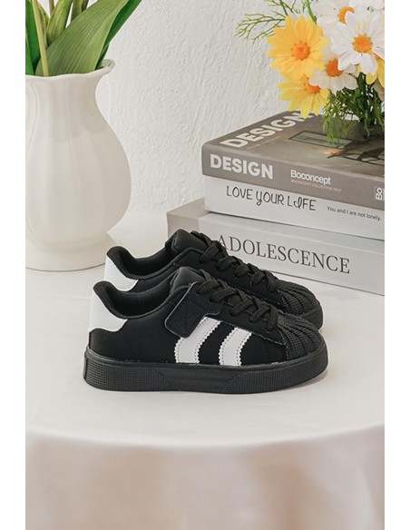 Sneakers Noires Bandes Blanches Enfant | Zerda