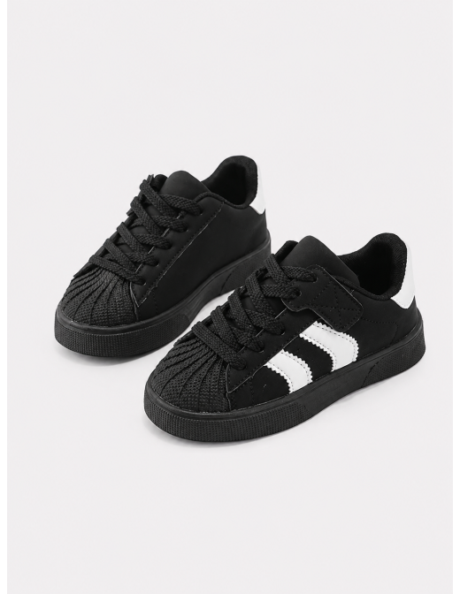 Sneakers Noires Bandes Blanches Enfant | Zerda