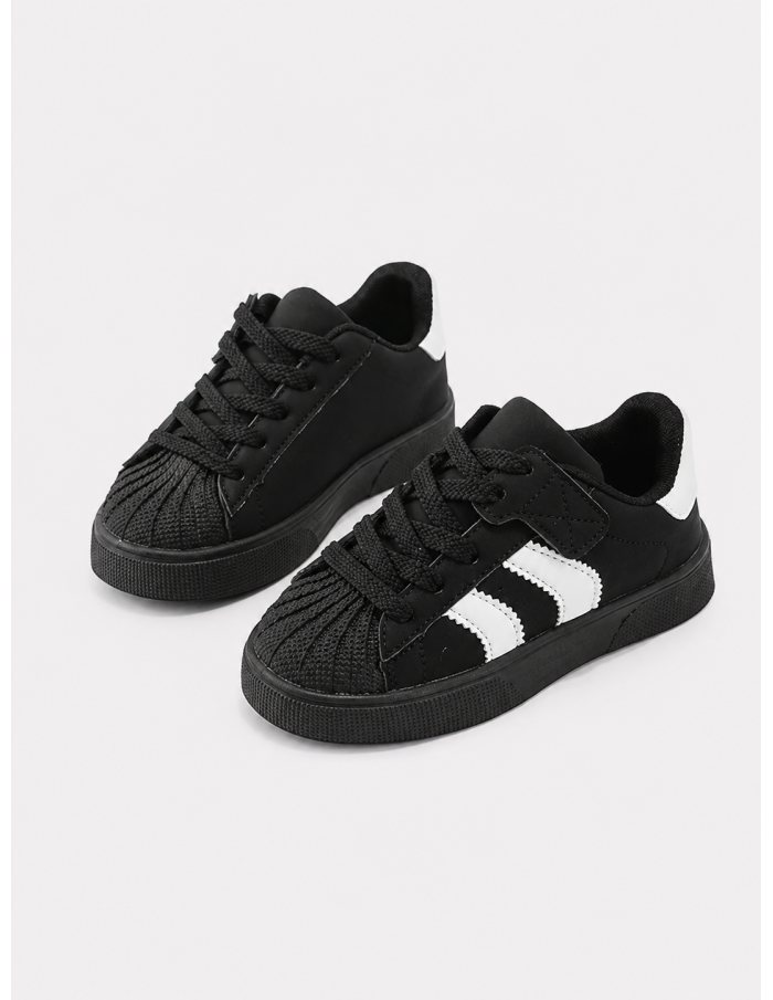 Sneakers Noires Bandes Blanches Enfant | Zerda