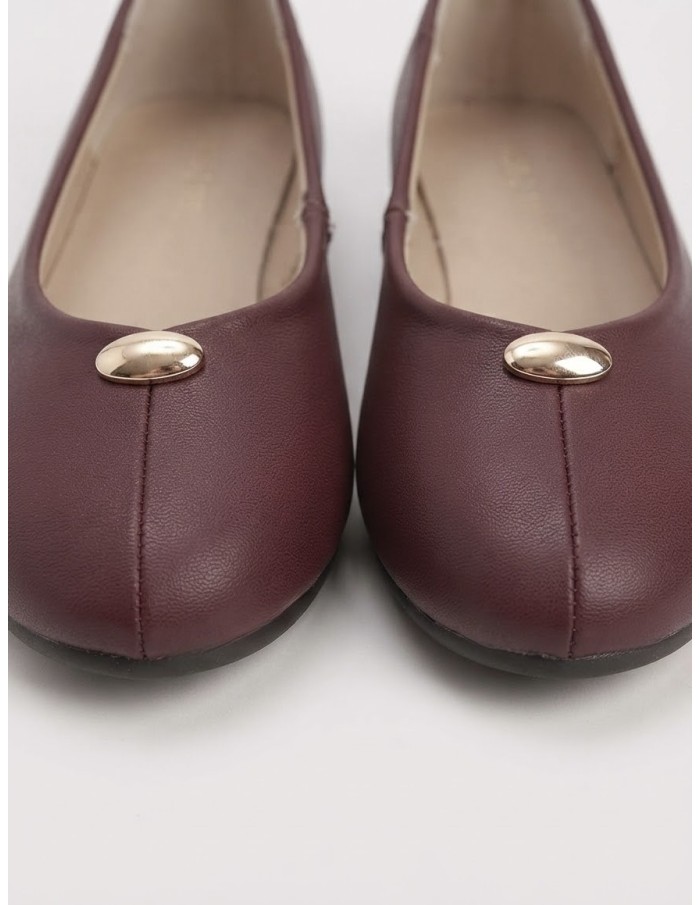 BALLERINES BORDEAUX AVEC DÉTAIL DORÉ - FEMME