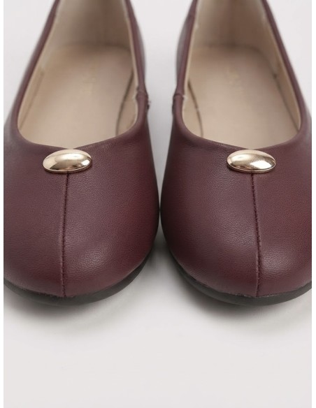 BALLERINES BORDEAUX AVEC DÉTAIL DORÉ - FEMME