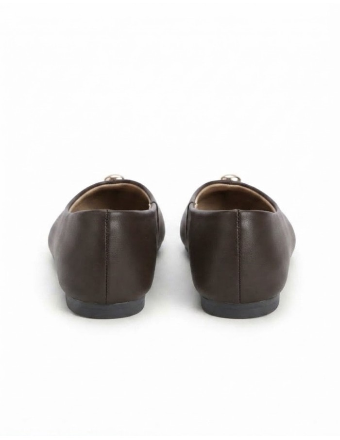 BALLERINES CHOCOLAT AVEC DÉTAIL DORÉ - FEMME
