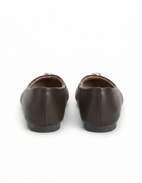 BALLERINES CHOCOLAT AVEC DÉTAIL DORÉ - FEMME