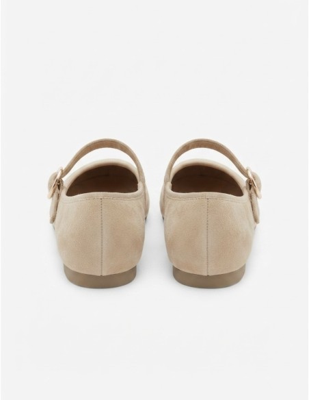 BALLERINES MARY JANE BEIGE FONCÉ SUÉDINE - FEMME