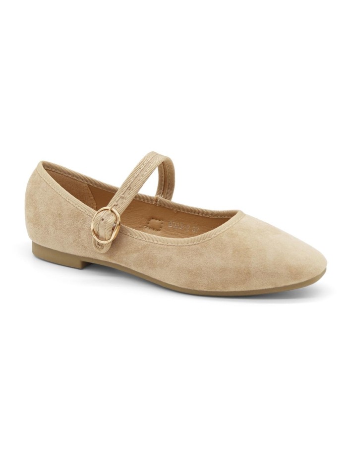 BALLERINES MARY JANE BEIGE FONCÉ SUÉDINE - FEMME