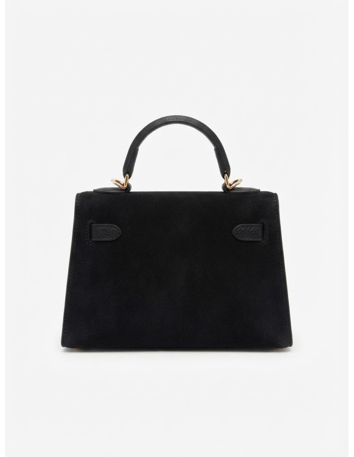 Mini Sac Cadenas Daim Noir Femme | Zerda