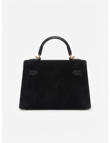 Mini Sac Cadenas Daim Noir Femme | Zerda