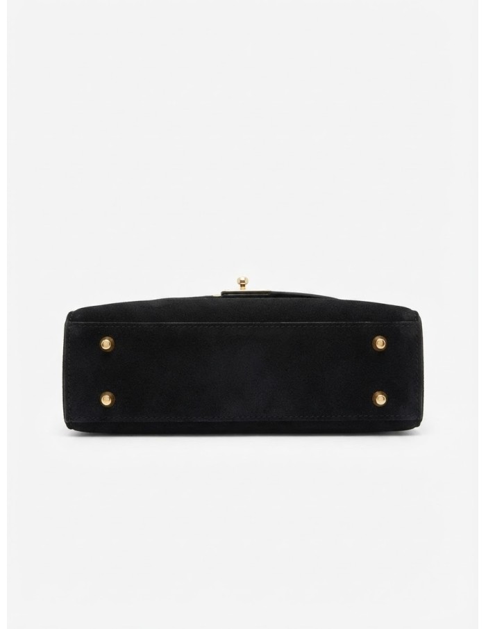 Mini Sac Cadenas Daim Noir Femme | Zerda
