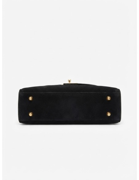 Mini Sac Cadenas Daim Noir Femme | Zerda