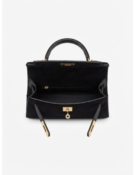 Mini Sac Cadenas Daim Noir Femme | Zerda