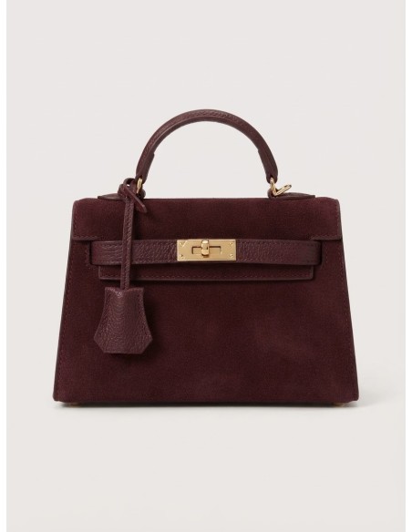 Mini Sac Cadenas Daim Bordeaux Femme | Zerda