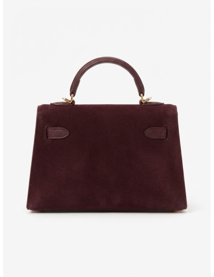 Mini Sac Cadenas Daim Bordeaux Femme | Zerda
