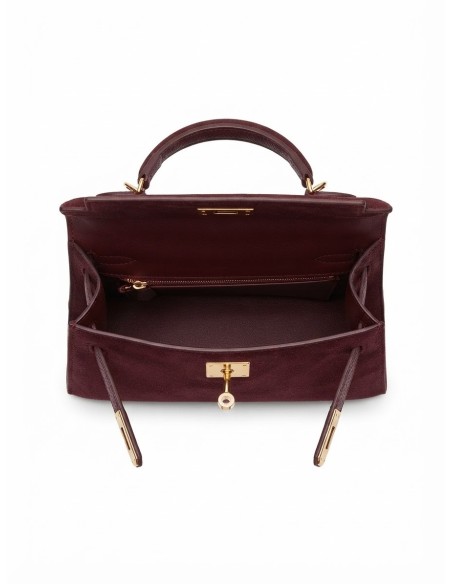 Mini Sac Cadenas Daim Bordeaux Femme | Zerda