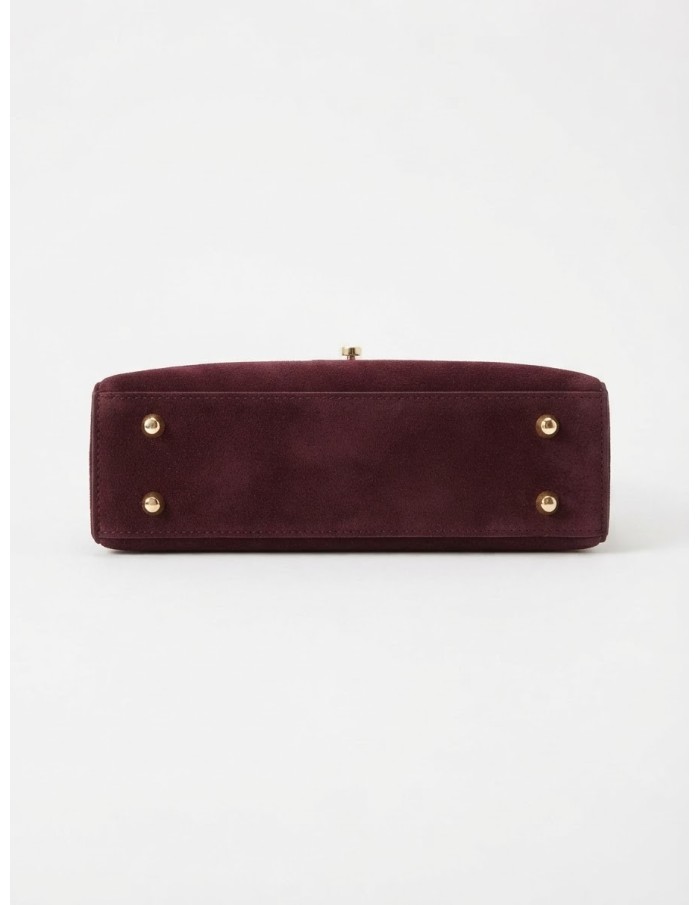 Mini Sac Cadenas Daim Bordeaux Femme | Zerda