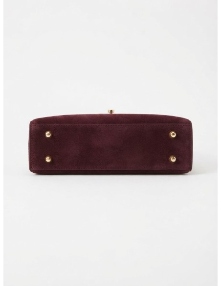 Mini Sac Cadenas Daim Bordeaux Femme | Zerda