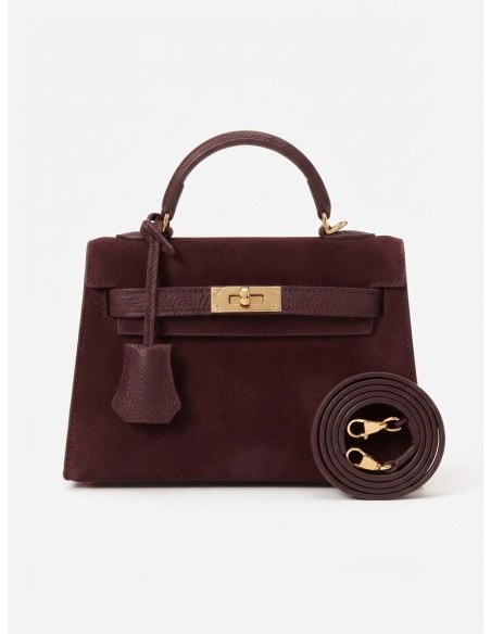 Mini Sac Cadenas Daim Bordeaux Femme | Zerda
